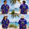 Personalized Neon Raccoon Tropical Hawaiian Shirt For Men And Women, Short Sleeve Cute Wildlife Island Vacation Print, Custom Name Summer Button Down - View 1