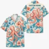 Personalized Octopus Summer Beach Aloha Hawaiian Shirt For Men And Women, Short Sleeve Nautical Ocean Animal, Custom Name Button Down - Style 9