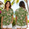 Personalized Olive Green Flamingo Hawaiian Shirt For Men And Women, Short Sleeve Natural Tropical Jungle Print, Custom Name Summer Button Down - View 2
