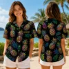 Personalized Pineapple Hawaiian Shirt For Men And Women, Short Sleeve Neon Tropical Print, Custom Name Summer Button Down - View 2