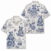 Personalized Pirate Vintage Nautical Sketch Hawaiian Shirt For Men And Women, Short Sleeve Classic Sailor Marine Ocean, Custom Name Button Down - Style 1