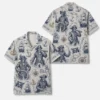 Personalized Pirate Vintage Nautical Sketch Hawaiian Shirt For Men And Women, Short Sleeve Classic Sailor Marine Ocean, Custom Name Button Down - Style 8
