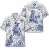 Personalized Pirate Vintage Nautical Sketch Hawaiian Shirt For Men And Women, Short Sleeve Classic Sailor Marine Ocean, Custom Name Button Down - Style 9