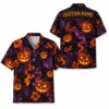 Personalized Pumpkin Halloween Hawaiian Shirt For Men Women, Short Sleeve Creepy Fall Festival Vacation Print, Custom Name Button Down - Style 10