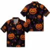 Personalized Pumpkin Halloween Hawaiian Shirt For Men Women, Short Sleeve Creepy Fall Festival Vacation Print, Custom Name Button Down - Style 3