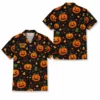 Personalized Pumpkin Halloween Hawaiian Shirt For Men Women, Short Sleeve Creepy Fall Festival Vacation Print, Custom Name Button Down - Style 6