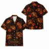 Personalized Pumpkin Halloween Hawaiian Shirt For Men Women, Short Sleeve Creepy Fall Festival Vacation Print, Custom Name Button Down - Style 8