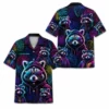 Personalized Raccoon Cyberpunk Neon Hawaiian Shirt For Men And Women, Short Sleeve Cute Pet Dark Tropical Night Print, Custom Name Button Down - Style 1