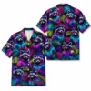 Personalized Raccoon Cyberpunk Neon Hawaiian Shirt For Men And Women, Short Sleeve Cute Pet Dark Tropical Night Print, Custom Name Button Down - Style 2
