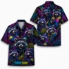 Personalized Raccoon Cyberpunk Neon Hawaiian Shirt For Men And Women, Short Sleeve Cute Pet Dark Tropical Night Print, Custom Name Button Down - Style 7