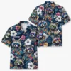 Personalized Raccoon Floral Tropical Night Hawaiian Shirt For Men And Women, Short Sleeve Cute Pet Dark Island, Custom Name Button Down - Style 1