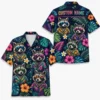 Personalized Raccoon Floral Tropical Night Hawaiian Shirt For Men And Women, Short Sleeve Cute Pet Dark Island, Custom Name Button Down - Style 4