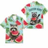 Personalized Raccoon Watermelon Summer Beach Aloha Hawaiian Shirt For Men And Women, Short Sleeve Cute Pet Tropical Fruit, Custom Name Button Down - Style 5