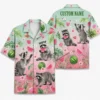 Personalized Raccoon Watermelon Summer Beach Aloha Hawaiian Shirt For Men And Women, Short Sleeve Cute Pet Tropical Fruit, Custom Name Button Down - Style 7