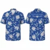 Personalized Royal Blue Floral Hawaiian Shirt For Men And Women, Short Sleeve Elegant Tropical Island Summer Print, Custom Name Button Down