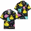 Personalized Rubber Duck Retro Neon Hawaiian Shirt For Men And Women, Short Sleeve Funny 80S 90S Vintage Pattern, Custom Name Summer Button Down - Style 1