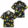 Personalized Rubber Duck Retro Neon Hawaiian Shirt For Men And Women, Short Sleeve Funny 80S 90S Vintage Pattern, Custom Name Summer Button Down - Style 2