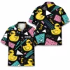 Personalized Rubber Duck Retro Neon Hawaiian Shirt For Men And Women, Short Sleeve Funny 80S 90S Vintage Pattern, Custom Name Summer Button Down - Style 3