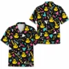 Personalized Rubber Duck Retro Neon Hawaiian Shirt For Men And Women, Short Sleeve Funny 80S 90S Vintage Pattern, Custom Name Summer Button Down - Style 4