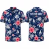 Personalized Sailboat Hibiscus Hawaiian Shirt For Men And Women, Short Sleeve Nautical Tropical Beach Print, Custom Name Summer Button Down