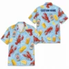 Personalized Seafood Foodie Summer Beach Aloha Hawaiian Shirt For Men And Women, Short Sleeve Funny Tropical Culinary Feast, Custom Name Button Down - Style 9