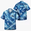 Personalized Shark Ocean Beach Aloha Hawaiian Shirt For Men And Women, Short Sleeve Funny Marine Life Tropical Vacation, Custom Name Button Down - Style 3