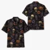 Personalized Skull And Pumpkin Halloween Hawaiian Shirt For Men Women, Short Sleeve Creepy Fall Festival Party Print, Custom Name Button Down - Style 7