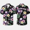 Personalized Skull Floral Hawaiian Shirt For Men And Women, Short Sleeve Gothic Tropical Beach Print, Custom Name Summer Button Down