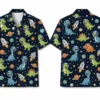 Personalized Space Dinosaur Hawaiian Shirt For Men And Women, Short Sleeve Funny Galactic Dino Summer Custom Name Button Down - Style 1