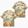 Personalized Spooky Ghost Beach Halloween Hawaiian Shirt For Men Women, Short Sleeve Tropical Fall Festival Print, Custom Name Button Down - Style 4