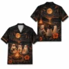 Personalized Spooky Ghost Beach Halloween Hawaiian Shirt For Men Women, Short Sleeve Tropical Fall Festival Print, Custom Name Button Down - Style 5
