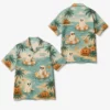 Personalized Spooky Ghost Beach Halloween Hawaiian Shirt For Men Women, Short Sleeve Tropical Fall Festival Print, Custom Name Button Down - Style 6