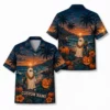 Personalized Spooky Ghost Beach Halloween Hawaiian Shirt For Men Women, Short Sleeve Tropical Fall Festival Print, Custom Name Button Down - Style 7