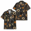 Personalized Spooky Pattern Halloween Hawaiian Shirt For Men Women, Short Sleeve Festive Fall Vacation Print, Custom Name Button Down - Style 1