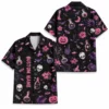 Personalized Spooky Pattern Halloween Hawaiian Shirt For Men Women, Short Sleeve Festive Fall Vacation Print, Custom Name Button Down - Style 10