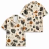Personalized Spooky Pattern Halloween Hawaiian Shirt For Men Women, Short Sleeve Festive Fall Vacation Print, Custom Name Button Down - Style 2