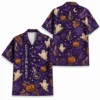 Personalized Spooky Pattern Halloween Hawaiian Shirt For Men Women, Short Sleeve Festive Fall Vacation Print, Custom Name Button Down - Style 4
