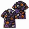 Personalized Spooky Pattern Halloween Hawaiian Shirt For Men Women, Short Sleeve Festive Fall Vacation Print, Custom Name Button Down - Style 5