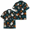 Personalized Spooky Pattern Halloween Hawaiian Shirt For Men Women, Short Sleeve Festive Fall Vacation Print, Custom Name Button Down - Style 7