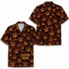 Personalized Spooky Pumpkin Halloween Hawaiian Shirt For Men Women, Short Sleeve Creepy Fall Festival Vacation Print, Custom Name Button Down - Style 2
