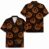 Personalized Spooky Pumpkin Halloween Hawaiian Shirt For Men Women, Short Sleeve Creepy Fall Festival Vacation Print, Custom Name Button Down - Style 7