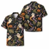 Personalized Spooky Retro Halloween Hawaiian Shirt For Men Women, Short Sleeve Festive Fall Vacation Print, Custom Name Button Down - Style 10