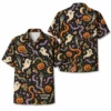 Personalized Spooky Retro Halloween Hawaiian Shirt For Men Women, Short Sleeve Festive Fall Vacation Print, Custom Name Button Down - Style 2