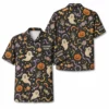 Personalized Spooky Retro Halloween Hawaiian Shirt For Men Women, Short Sleeve Festive Fall Vacation Print, Custom Name Button Down - Style 7