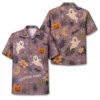 Personalized Spooky Retro Halloween Hawaiian Shirt For Men Women, Short Sleeve Festive Fall Vacation Print, Custom Name Button Down - Style 8