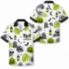 Personalized Spooky Stripe Halloween Hawaiian Shirt For Men Women, Short Sleeve Festive Fall Vacation Print, Custom Name Button Down - Style 8