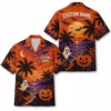 Personalized Spooky Sunset Halloween Hawaiian Shirt For Men Women, Short Sleeve Tropical Fall Festival Print, Custom Name Button Down - Style 4