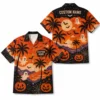 Personalized Spooky Sunset Halloween Hawaiian Shirt For Men Women, Short Sleeve Tropical Fall Festival Print, Custom Name Button Down - Style 6