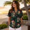 Personalized Sugar Skull Hawaiian Shirt For Men And Women, Short Sleeve Gothic Mexican Fiesta Print, Custom Name Summer Button Down - View 2
