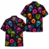 Personalized Sugar Skull Hawaiian Shirt Halloween, Neon Floral Tropical Aloha Shirt, Custom Name Shirt For Men Women - Style 1